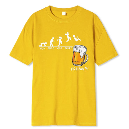 Friday Beer Graphic Men's Cotton T-Shirt yellow xxxl by HitMyNeed