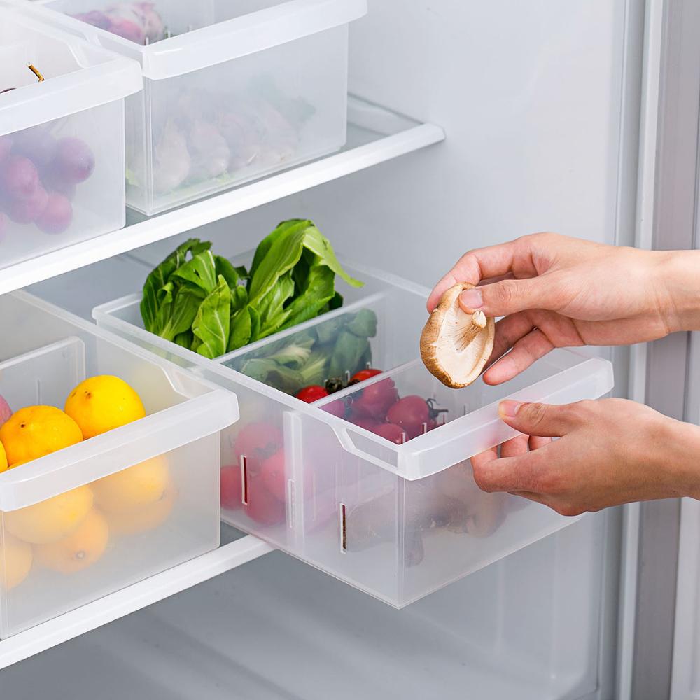 Fridge Bin Plastic Food Storage with Dividers by HitMyNeed