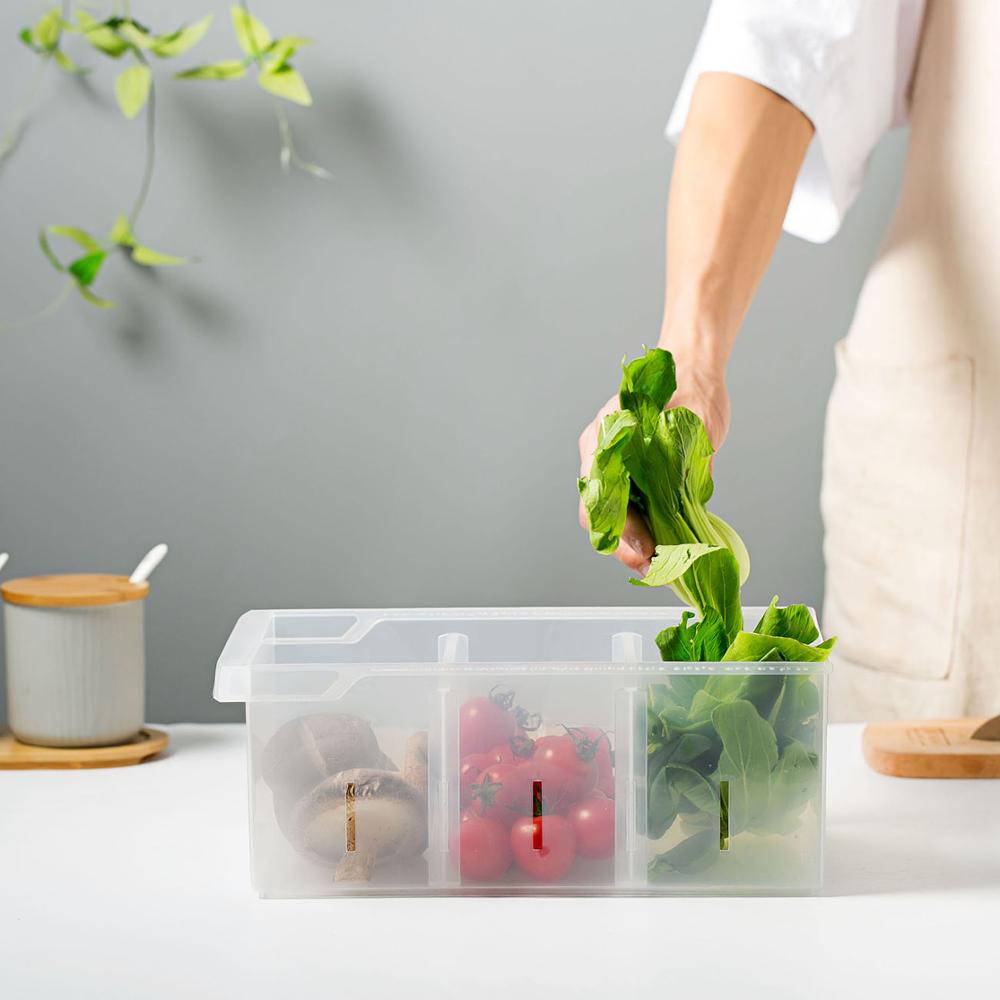 Fridge Bin Plastic Food Storage with Dividers by HitMyNeed