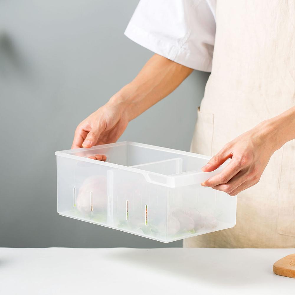 Fridge Bin Plastic Food Storage with Dividers by HitMyNeed