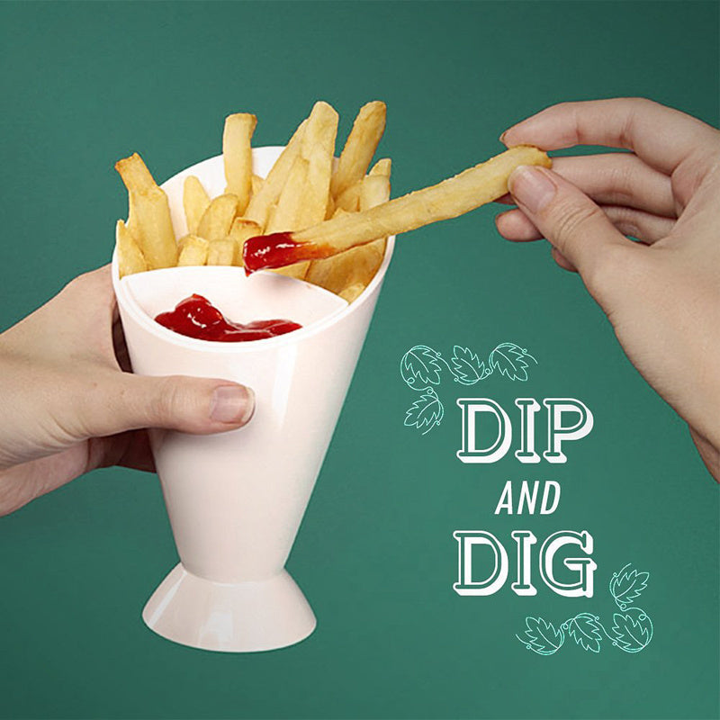 Fries Holder with Removable Dipping Cup by HitMyNeed