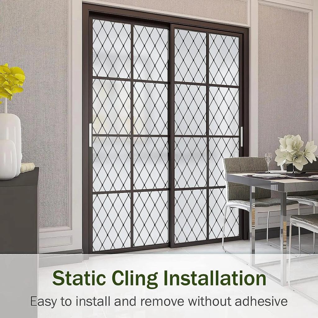 Frosted Black Lattice Static Cling Window Film by HitMyNeed