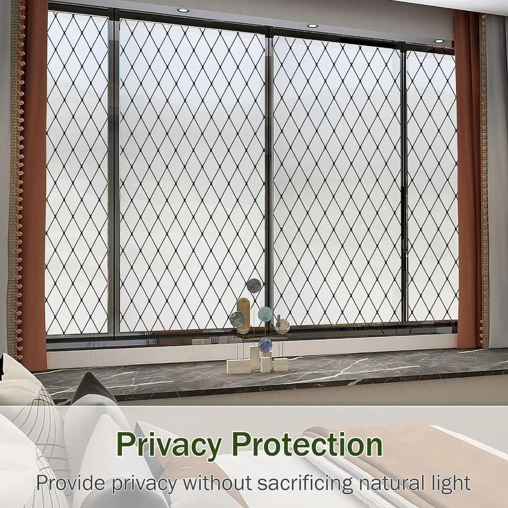 Frosted Black Lattice Static Cling Window Film by HitMyNeed