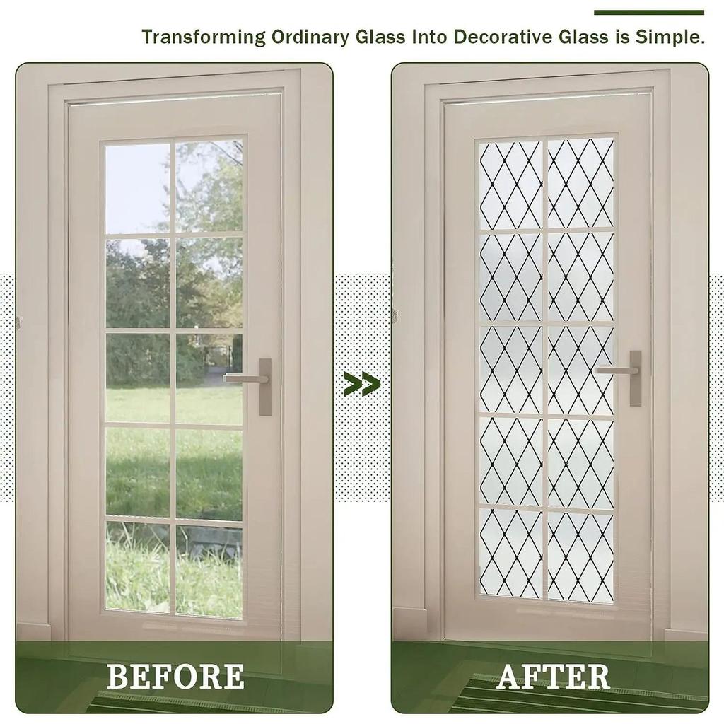 Frosted Black Lattice Static Cling Window Film by HitMyNeed