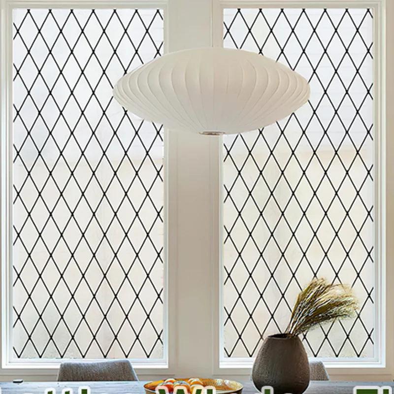 Frosted Black Lattice Static Cling Window Film by HitMyNeed