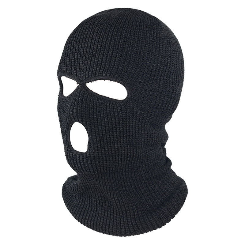 Full Face 3-Hole Knit Balaclava Ski Mask black by HitMyNeed
