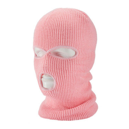Full Face 3-Hole Knit Balaclava Ski Mask pink by HitMyNeed