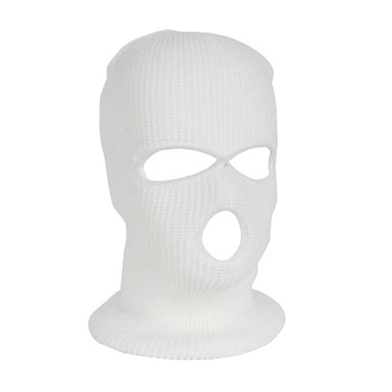 Full Face 3-Hole Knit Balaclava Ski Mask white by HitMyNeed