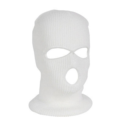 Full Face 3-Hole Knit Balaclava Ski Mask white by HitMyNeed