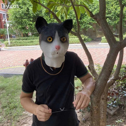 Full Face Latex Cat Mask for Costume & Cosplay by HitMyNeed