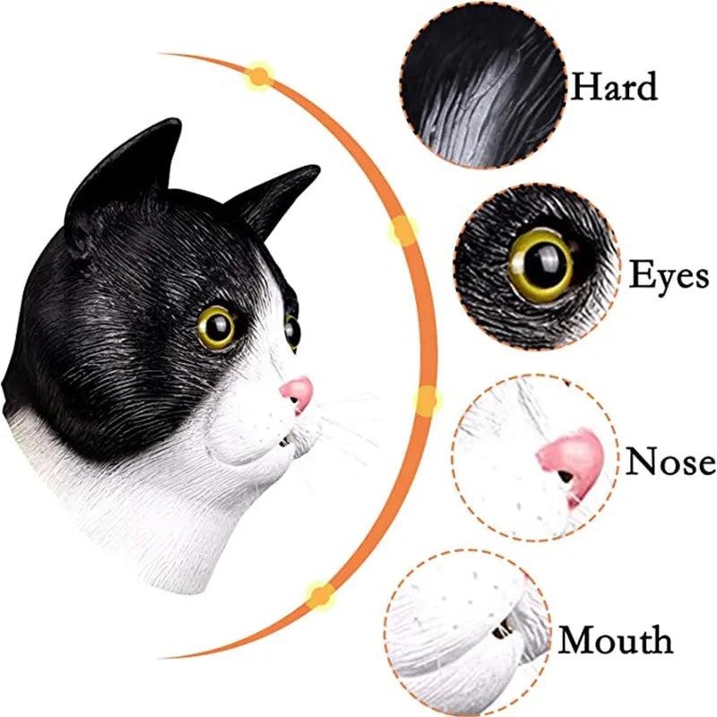 Full Face Latex Cat Mask for Costume & Cosplay by HitMyNeed