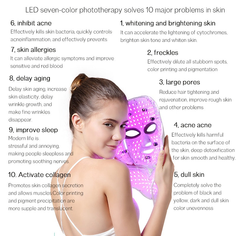 Full Face LED Light Therapy Mask with 7 Colors by HitMyNeed