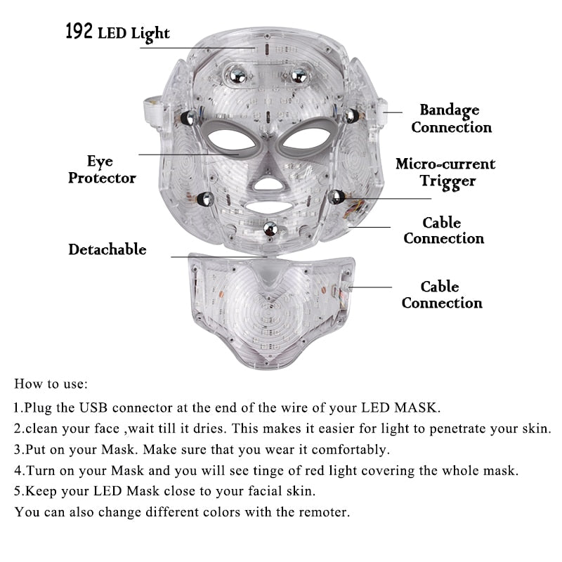 Full Face LED Light Therapy Mask with 7 Colors by HitMyNeed