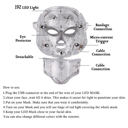 Full Face LED Light Therapy Mask with 7 Colors by HitMyNeed
