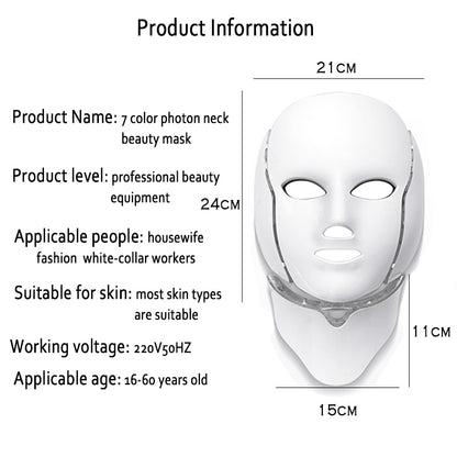 Full Face LED Light Therapy Mask with 7 Colors by HitMyNeed