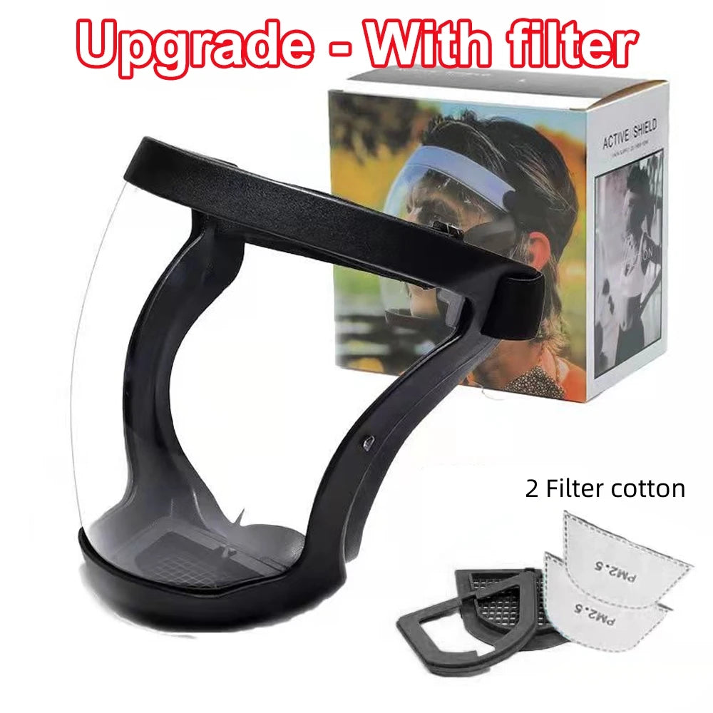 Full Face Transparent Protective Mask with Filter black by HitMyNeed