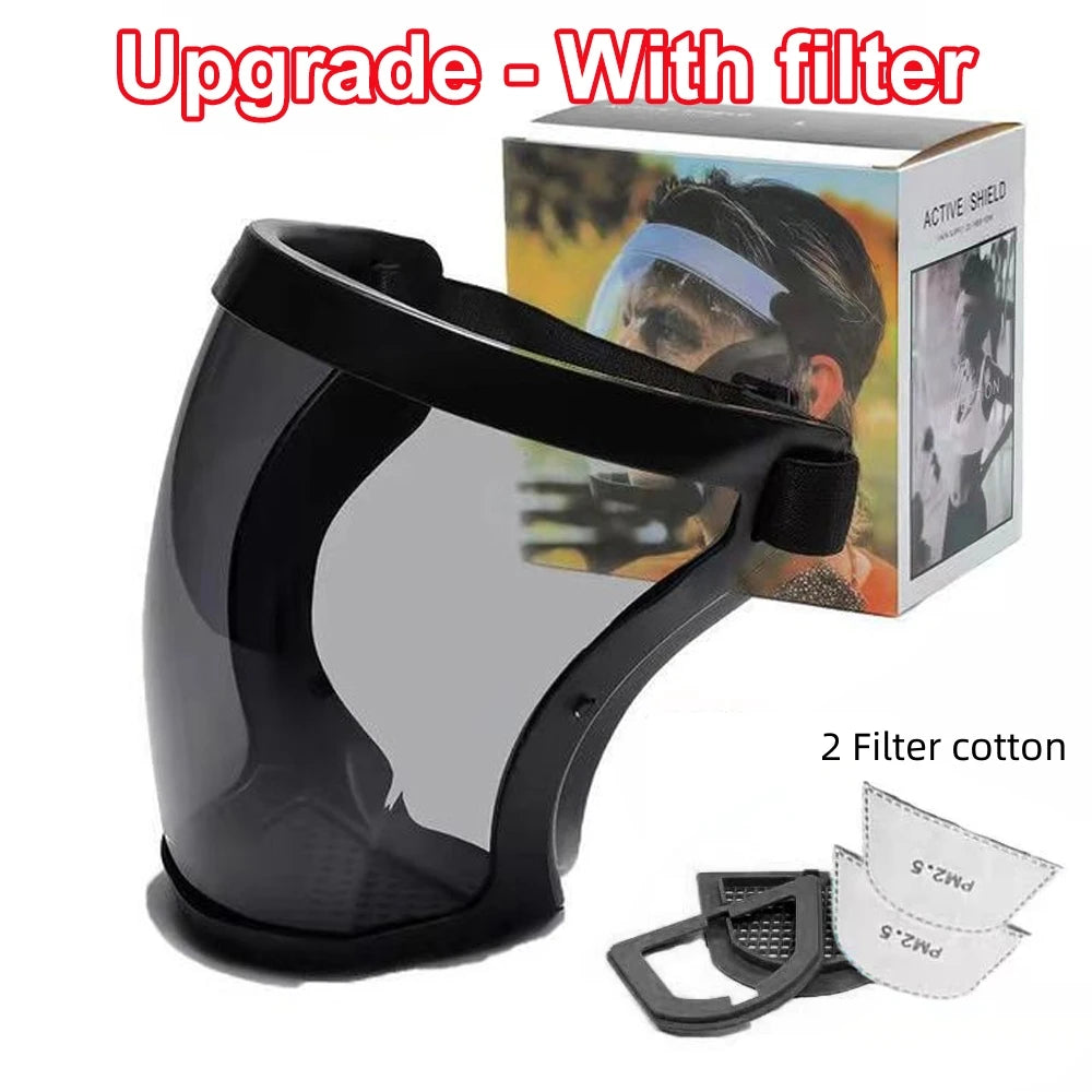 Full Face Transparent Protective Mask with Filter black-grey by HitMyNeed