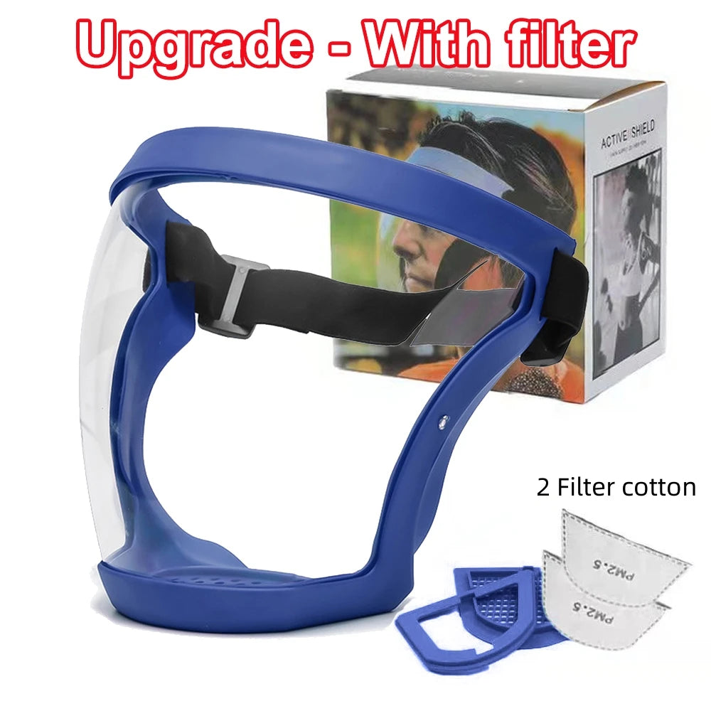 Full Face Transparent Protective Mask with Filter blue by HitMyNeed