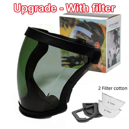 Full Face Transparent Protective Mask with Filter dark-green by HitMyNeed
