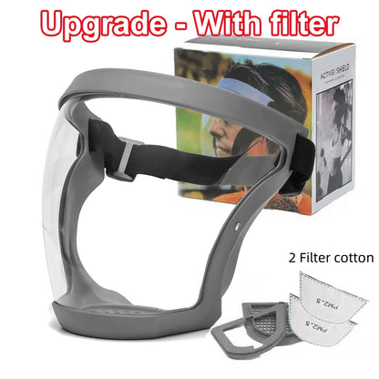 Full Face Transparent Protective Mask with Filter gray by HitMyNeed