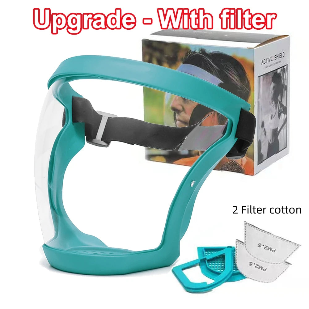 Full Face Transparent Protective Mask with Filter light-blue by HitMyNeed