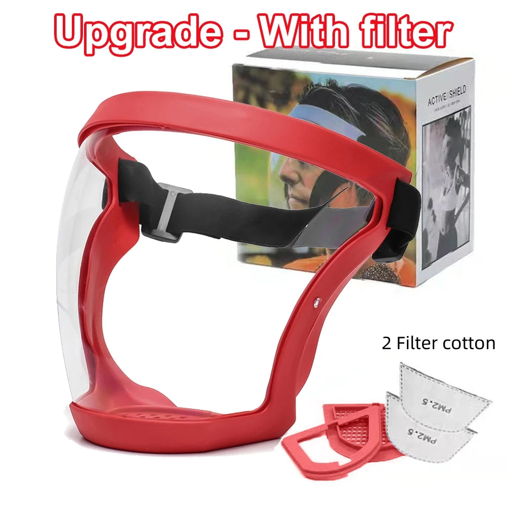 Full Face Transparent Protective Mask with Filter red by HitMyNeed