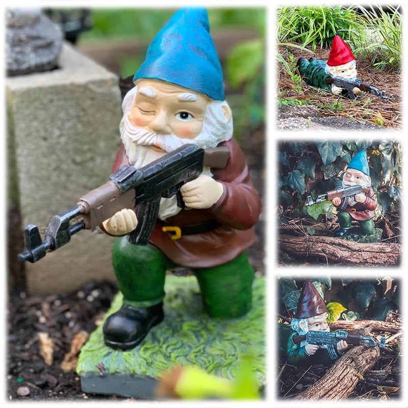 Funny Army Gnome Resin Garden Statue Ornament by HitMyNeed