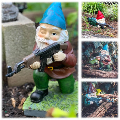 Funny Army Gnome Resin Garden Statue Ornament by HitMyNeed