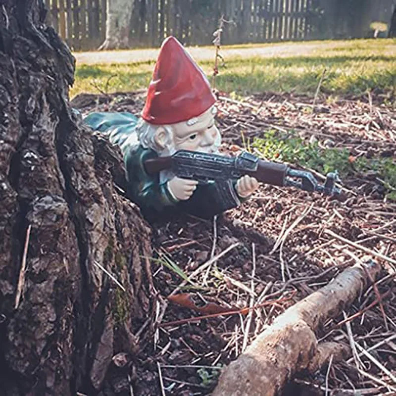 Funny Army Gnome Resin Garden Statue Ornament by HitMyNeed