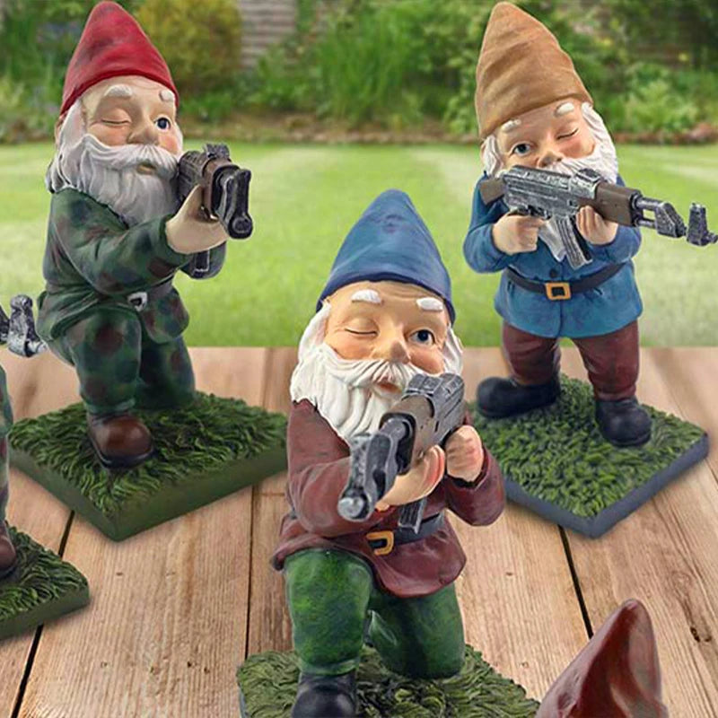Funny Army Gnome Resin Garden Statue Ornament by HitMyNeed