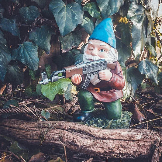 Funny Army Gnome Resin Garden Statue Ornament blue-squat by HitMyNeed