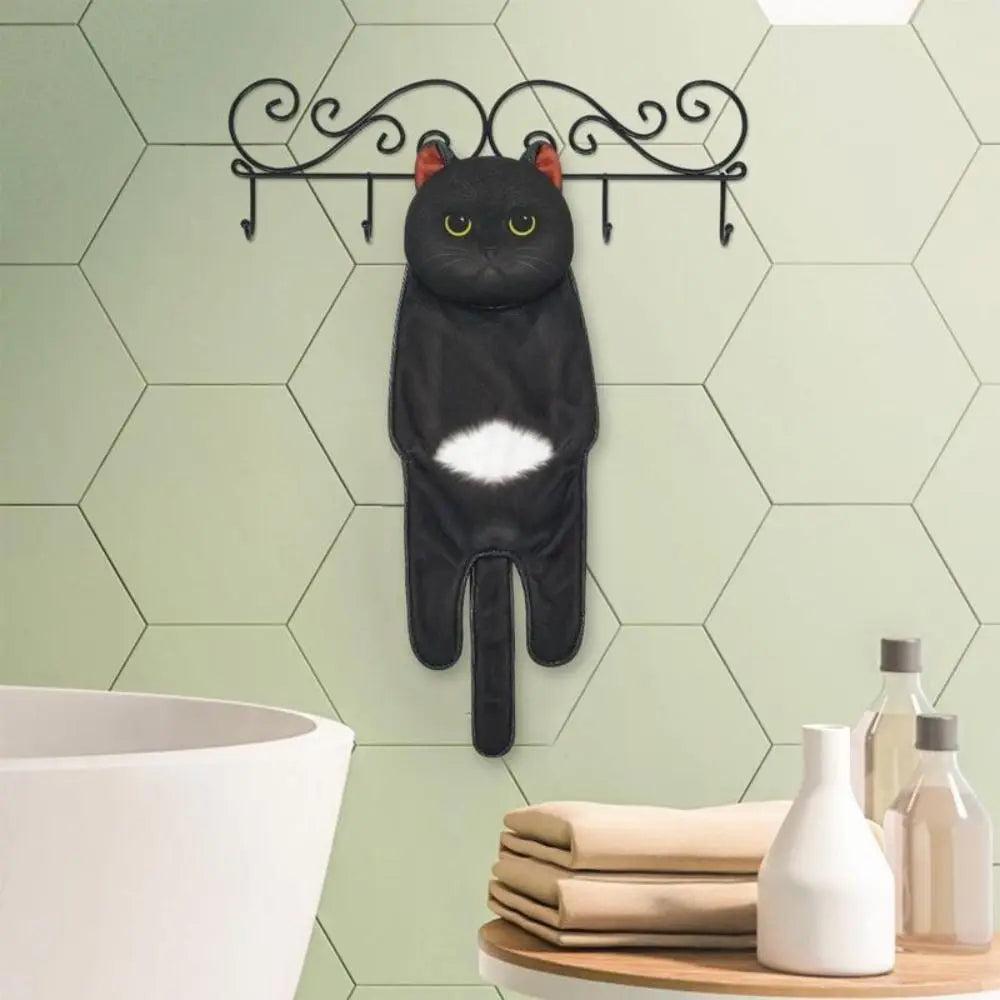 Funny Cat Microfiber Hand Towels with Hanging Loop by HitMyNeed