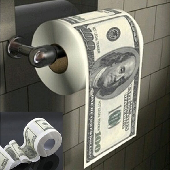 Funny Dollar Toilet Paper Roll with $100 Print by HitMyNeed