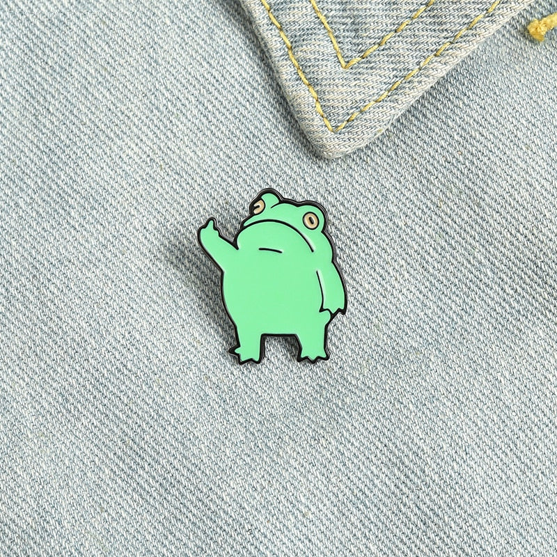 Funny Enamel Frog Pin for Bags, Hats and Lanyards by HitMyNeed