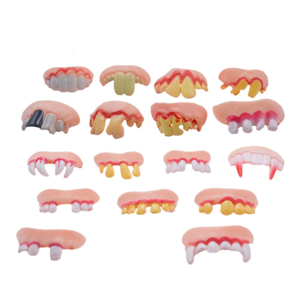 Funny False Teeth Set (8 pcs) for Costume & Pranks by HitMyNeed