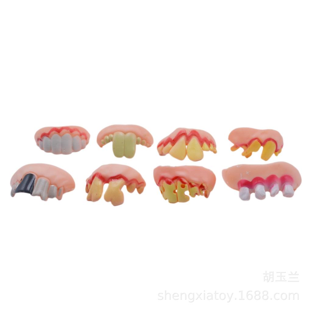 Funny False Teeth Set (8 pcs) for Costume & Pranks by HitMyNeed