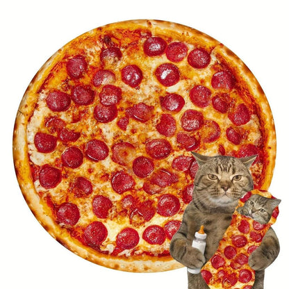 Funny Food Print Plush Throw Blanket meat-pizza round59inch1-5m by HitMyNeed
