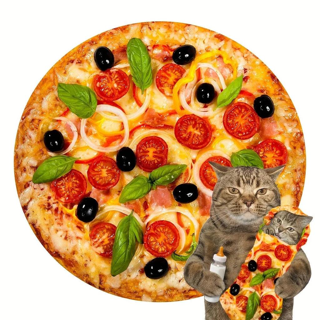 Funny Food Print Plush Throw Blanket vegetarian-pizza round59inch1-5m by HitMyNeed