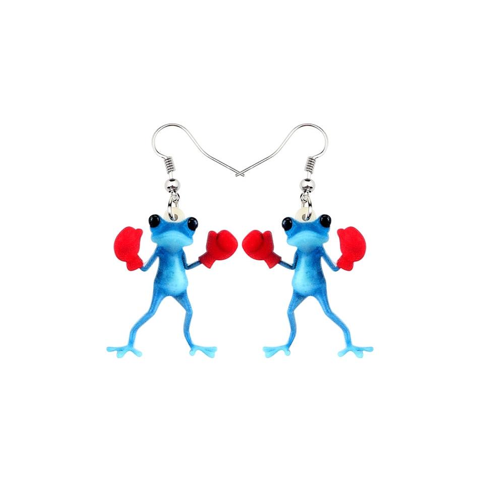 Funny Frog Boxer Dangle Earrings Acrylic 3.3cm by HitMyNeed