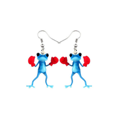 Funny Frog Boxer Dangle Earrings Acrylic 3.3cm by HitMyNeed