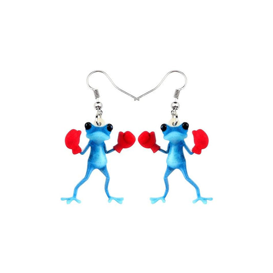 Funny Frog Boxer Dangle Earrings Acrylic 3.3cm by HitMyNeed