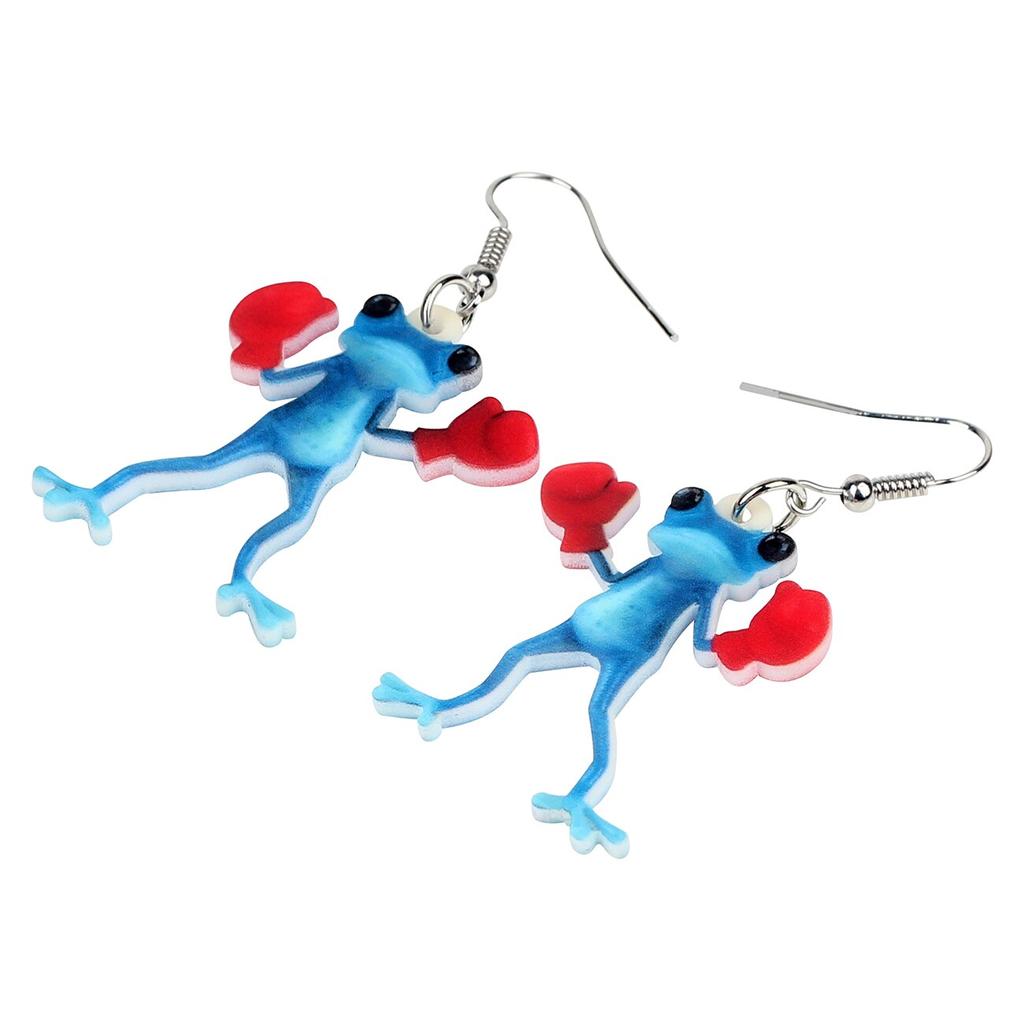 Funny Frog Boxer Dangle Earrings Acrylic 3.3cm by HitMyNeed