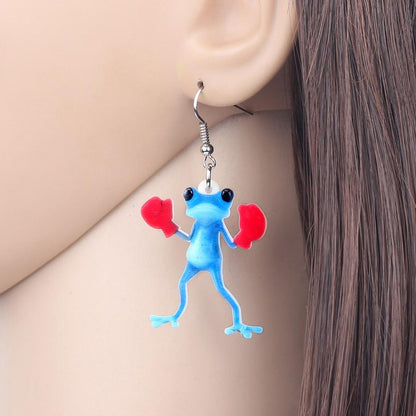 Funny Frog Boxer Dangle Earrings Acrylic 3.3cm by HitMyNeed