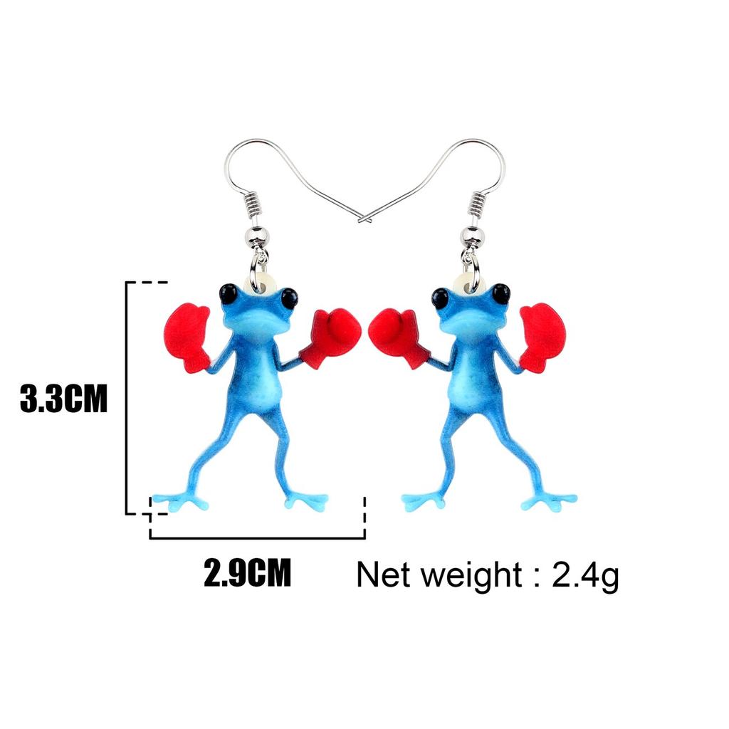 Funny Frog Boxer Dangle Earrings Acrylic 3.3cm by HitMyNeed