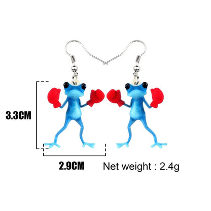 Funny Frog Boxer Dangle Earrings Acrylic 3.3cm by HitMyNeed