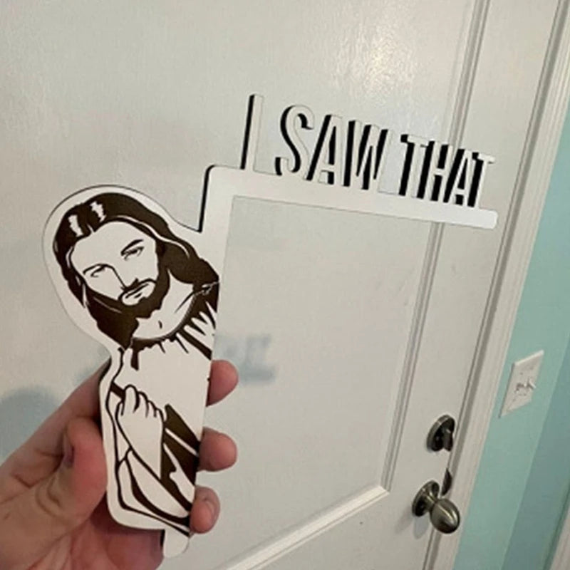 Funny Jesus I Saw That Wooden Door Hanger Sign by HitMyNeed