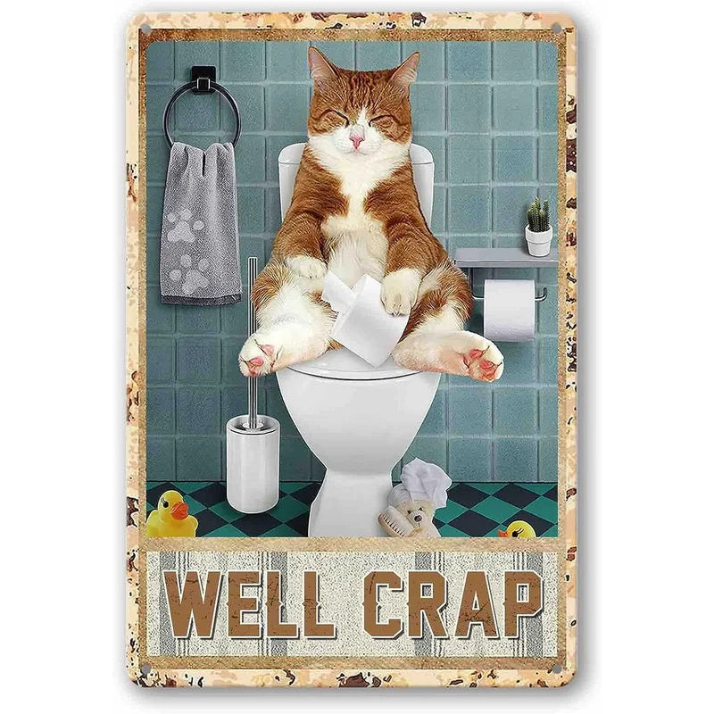 Funny Metal Bathroom Wall Art with Easy Mounting as-the-picture-2 40x30cm by HitMyNeed