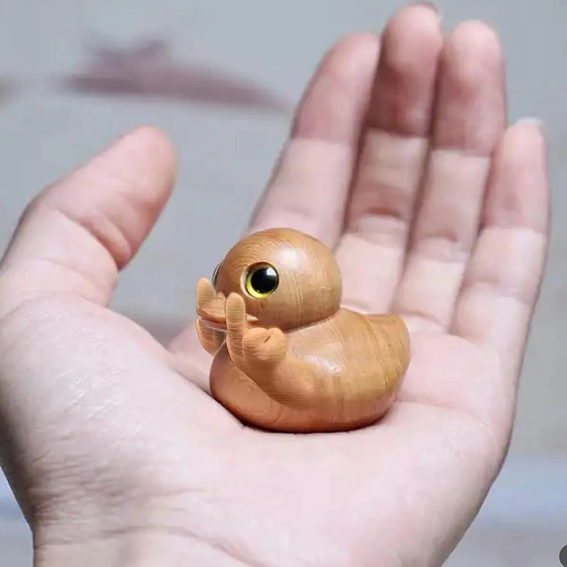 Funny Middle Finger Duck Handmade Wooden Figurine by HitMyNeed