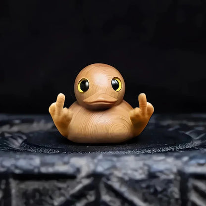 Funny Middle Finger Duck Handmade Wooden Figurine by HitMyNeed
