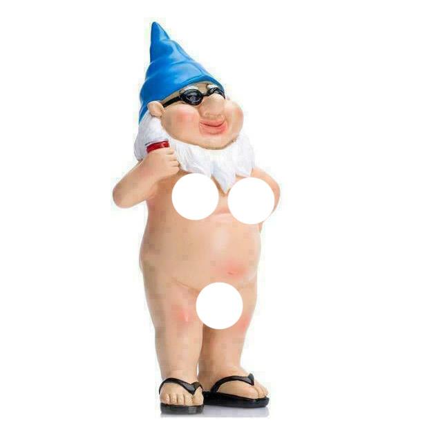 Funny Nude Garden Gnome Outdoor Yard Decor blue-hat by HitMyNeed